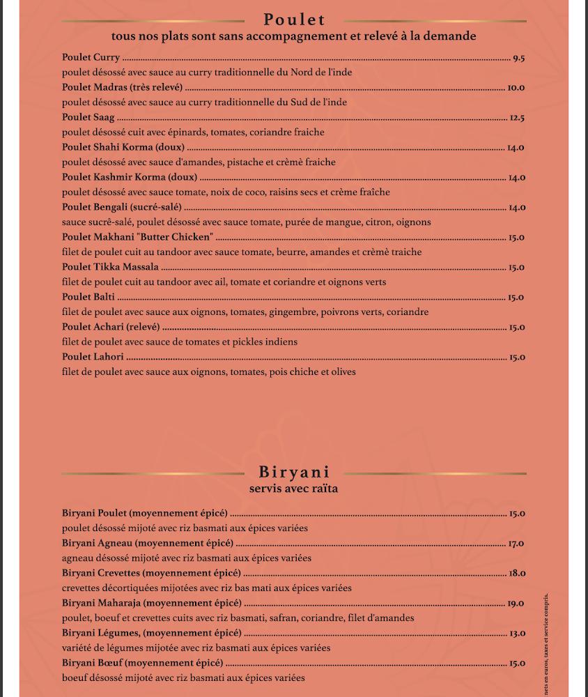 LE MAHARAJA. - Menu Image 1