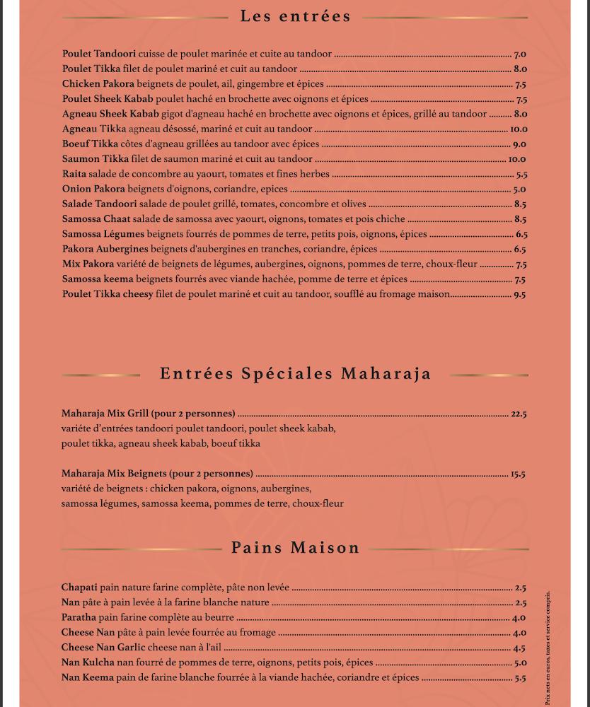 LE MAHARAJA. - Menu Image 2